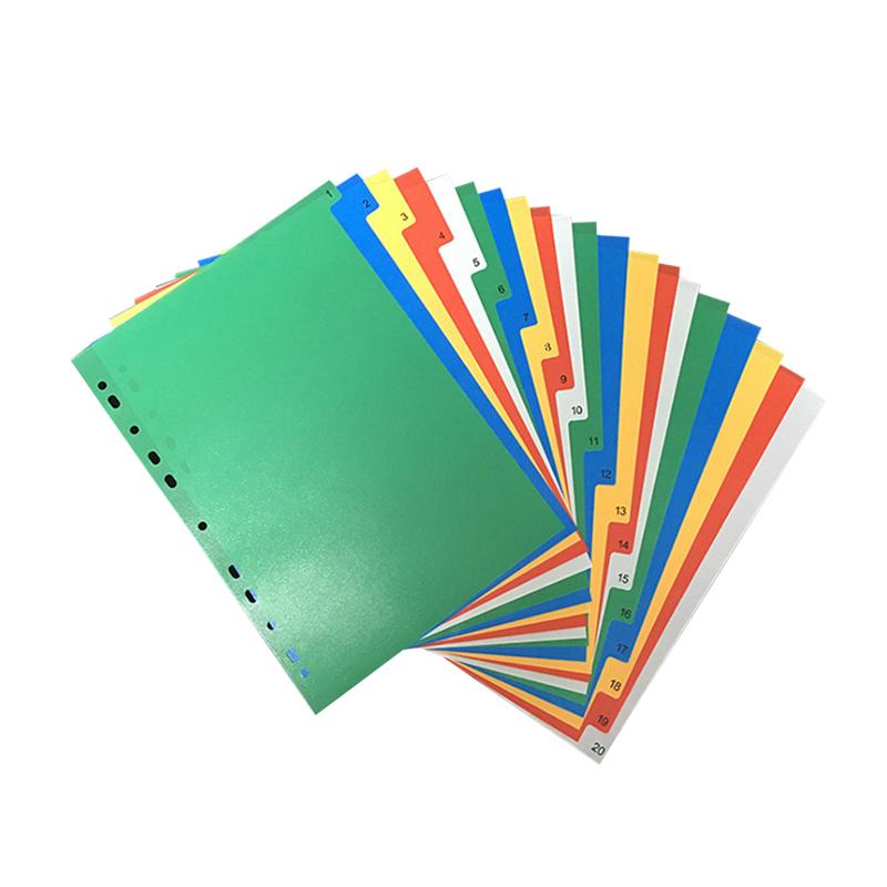 20 Pages A4 Colorful Index Page Classified Lables Plastic Tab Dividers (Color Printed Number): Default Title