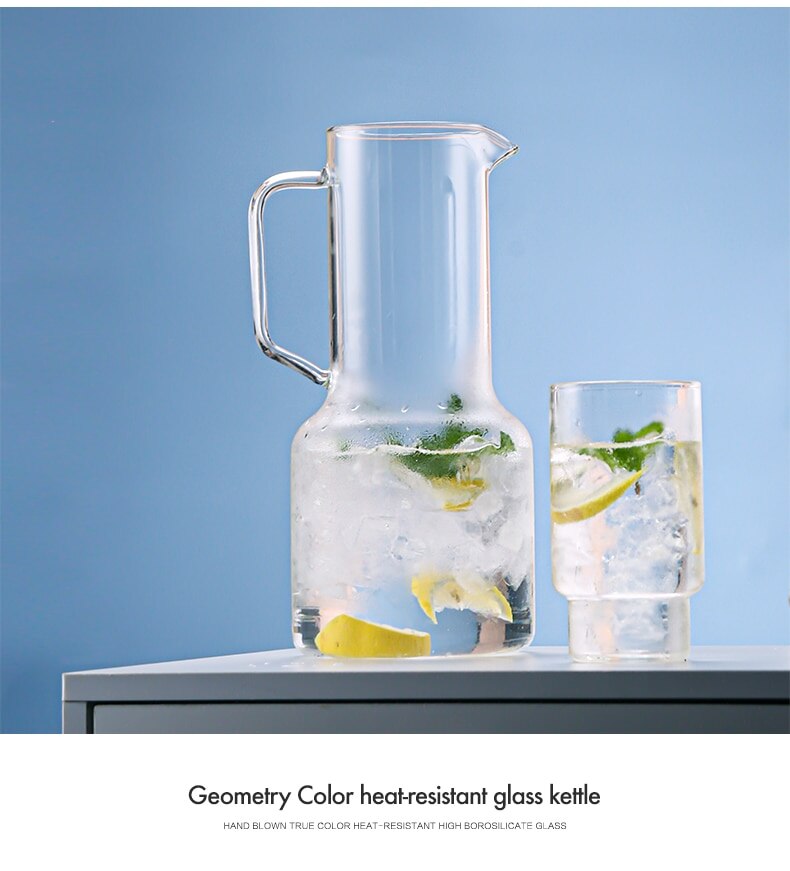 Water Karaf Hittebestendig Glas Koude Fles Huishoudelijke Koel Wit Water Cup Set Pot Hoge Vruchtensap Water Jug