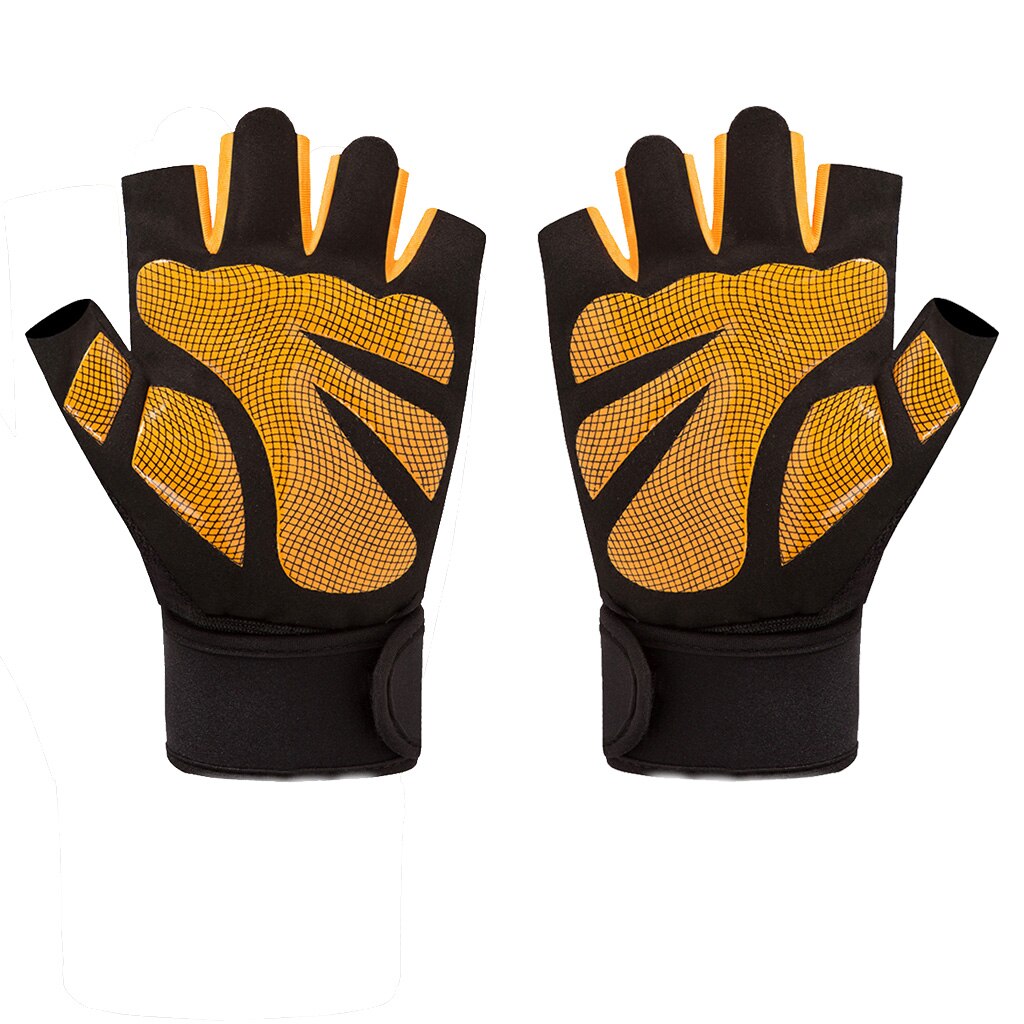 Halb Finger Leistung Gewichtheben Finger Handschuhe Ausbildung Fitnessstudio trainieren: Gelb M