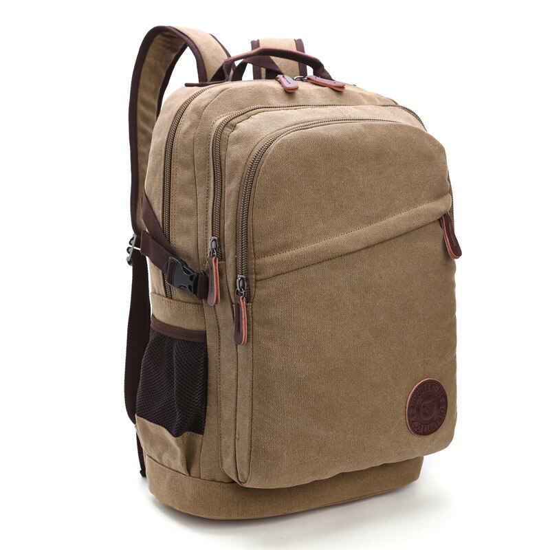 Mochila Vintage de lona para hombre y mujer, bolsa informal para viaje, senderismo, escuela, ordenador portátil: khaki