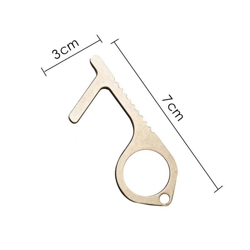 Non-contact Portable Door Opener Elevator Button Door Handle Switch Brass Key Safety Protection No-Touch Anti-bacteria Opener: 3PCS / E