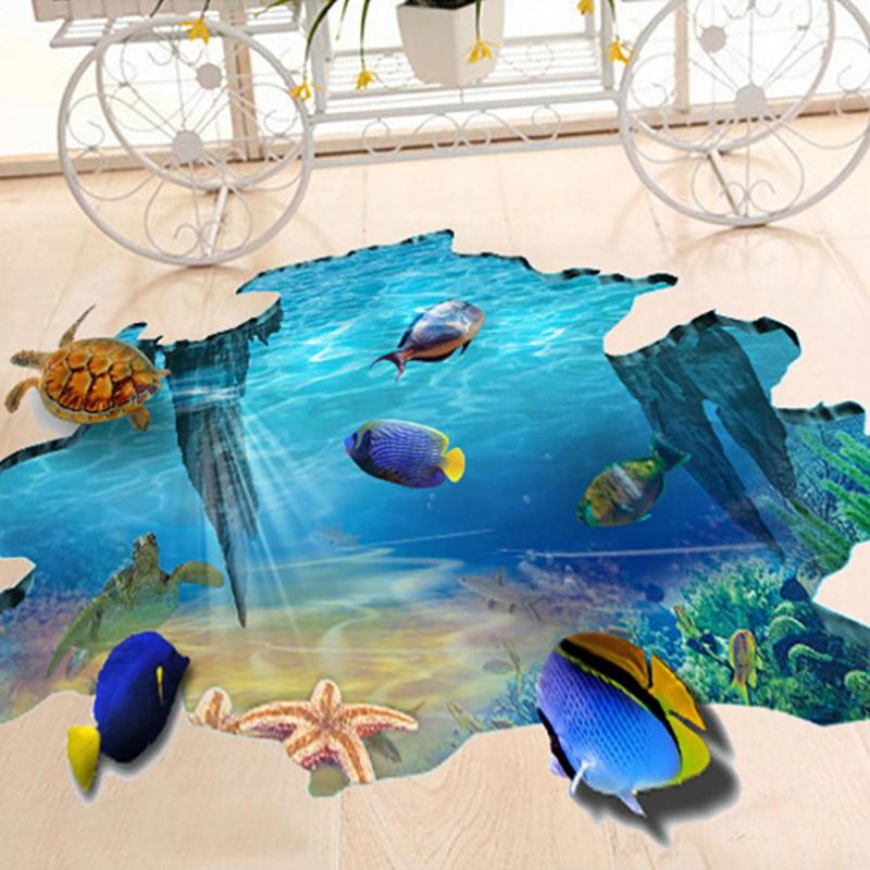 3D Galaxy Onderwater Wereld Muurstickers voor Plafond Dak Raamsticker Muurschildering Decoratie Persoonlijkheid Waterdichte Vloer Sticker