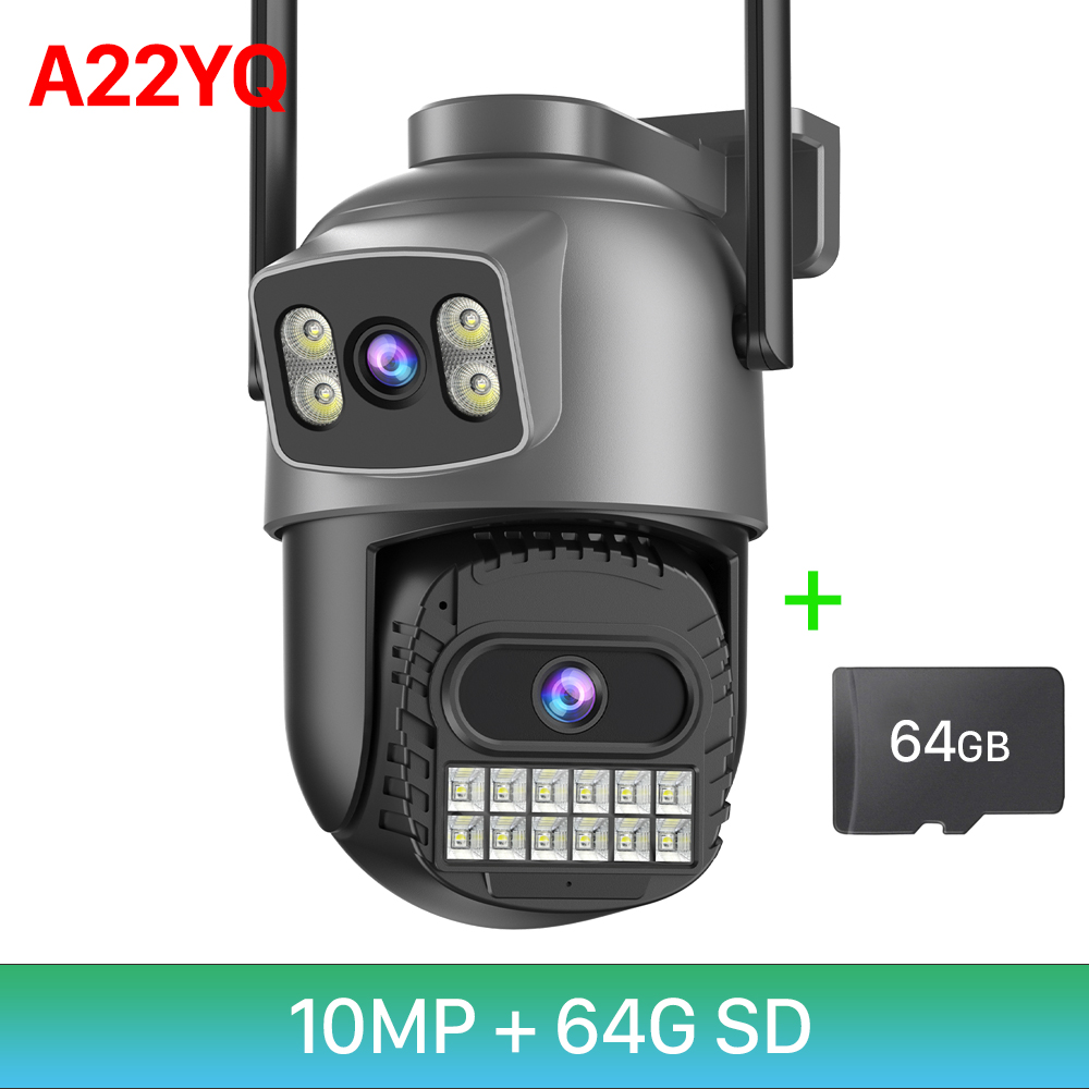 6K 15MP HD IP-camera Buiten Externe WiFi-camera met drie lenzen 4K 8MP Dual Screen Beveiliging PTZ Cam Auto Tracking Surveillance: Goud
