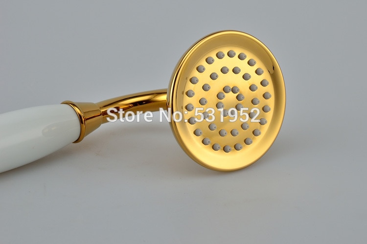 PVD-TI Gold Finish Brass Telephone Hand Held Shower Head Ceramics Handle 1.5M Gold Shower Hose Gold-Plated Shower Set