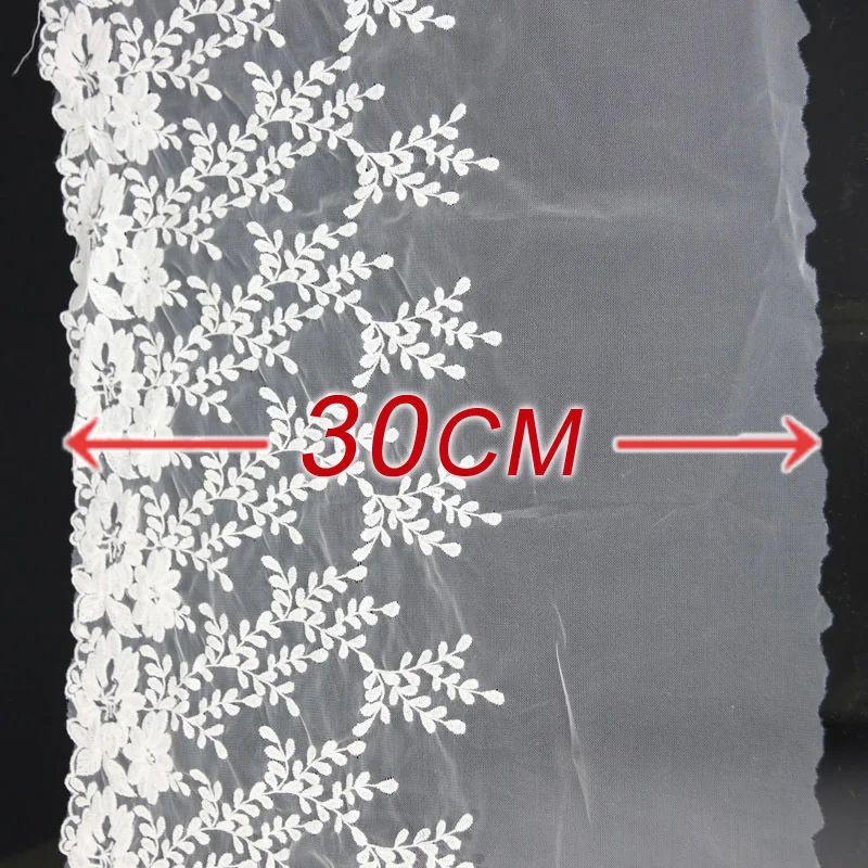 (1 Yard/lot) 30cm White Mesh Water-Soluble lace Fabric Mesh Woven Belt Clothing Accessories High Wedding Headdress DIY