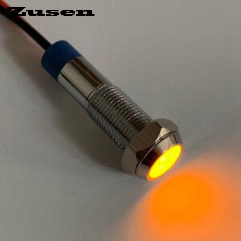Zusen 6mm 220v led metalen lampje waterdichte Signaal lamp (ZS06-D/220 V/N): YELLOW