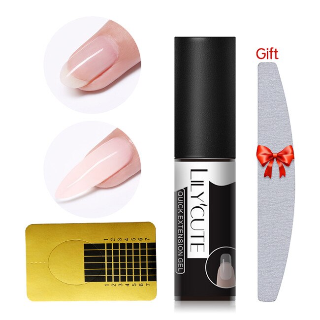Lilycute neglekunst poly uv gel fransk neglebygger poly gelé gel akryl hurtig bygning finger forlængelse uv led hård: 3 stk sæt 3