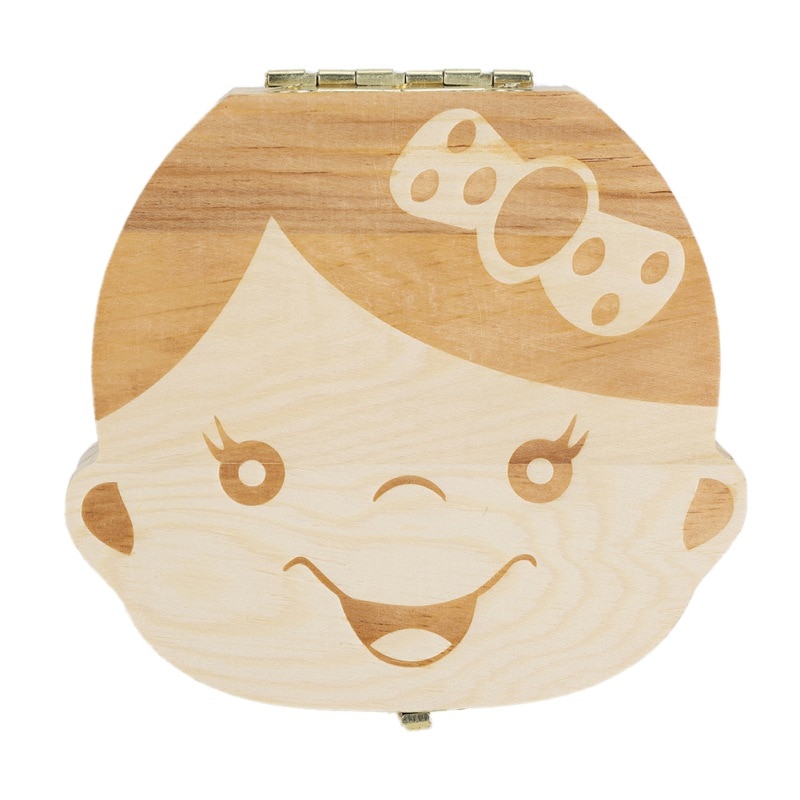 Kids Baby Tooth Keepsake Box, Wooden First Tooth Deciduous Teeth Saver Boxes Container For Child Kids: D2
