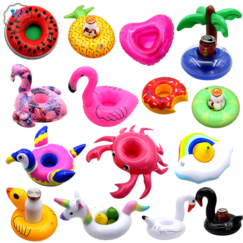 Mini unicorn coasters oppustelig kop og alle slags luftpuder holder drikkebåde sommer poolfest hawaii strandfest