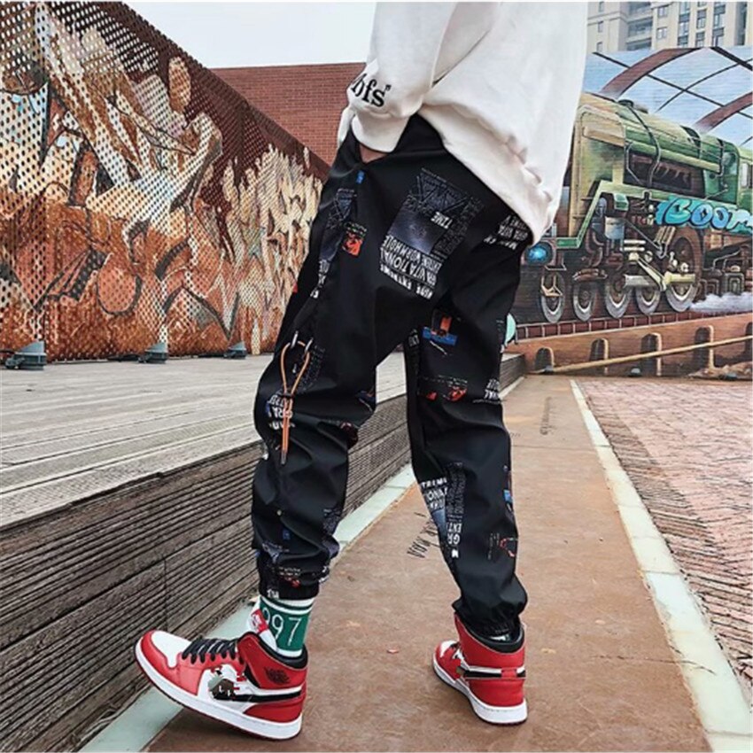 Hip hop Pants Men Loose Joggers Print Streetwear Harem Pants Clothes Ankle length Trousers