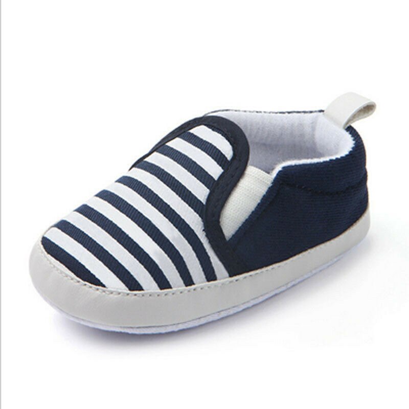 Mærke barnevogn nyfødt småbørn baby piger drenge børn spædbarn first walkers stribede klassiske sko loafers afslappet bløde sko