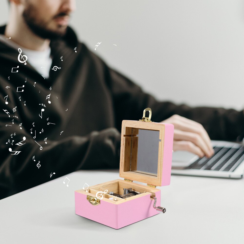 1Pc Mini Manual Movement Box Musical Box Wood Crafts Ornament