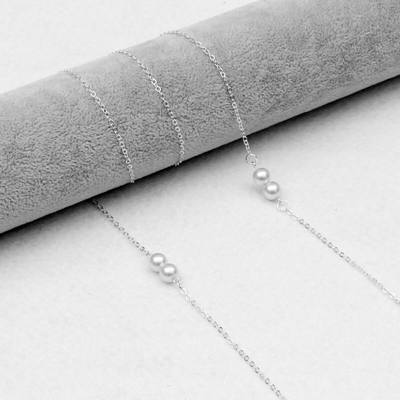 cadena para mascarilla Cadena de perlas para mascarilla facial,cuelga mascarillas cadena de cuentas para gafas de mujer, gafas de sol de Metal vintage, colgante para máscara, tira de correas, cable para gafas: 18
