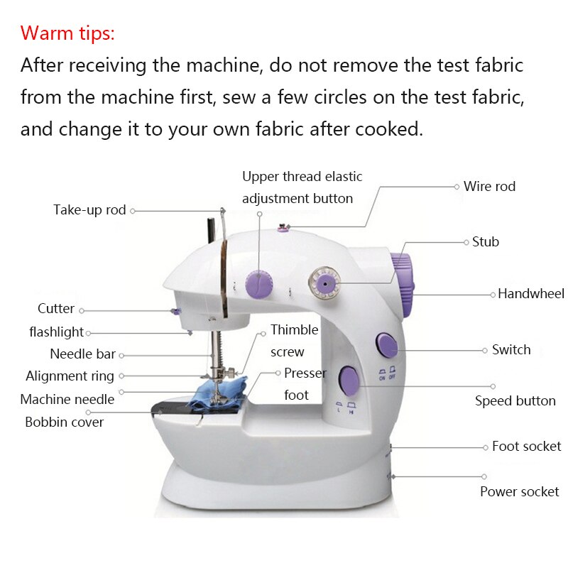 Home Mini Sewing Machine Adjustable 2-Speed Double Thread Portable Electric 202 Household Multifunction Sewing Machin With Light
