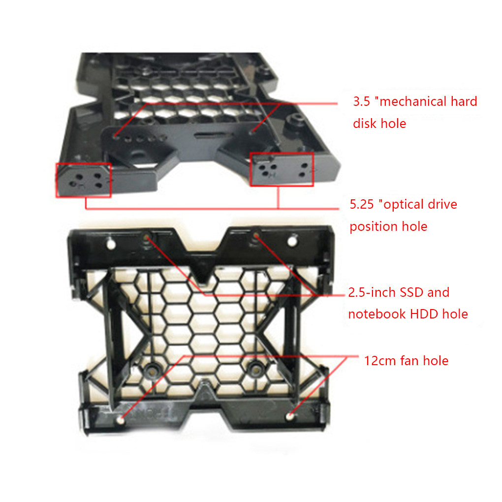 5.25 Optical Drive Position to 3.5 inch 2.5 inch SSD Adapter Bracket Dock Hard Drive Holder PC Enclosure