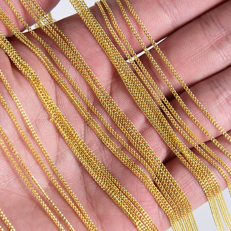 12Pcs/Lot 45cm 1.3mm Curb Link Chains Necklace For Women Jewelry Making Necklace Chains Findings