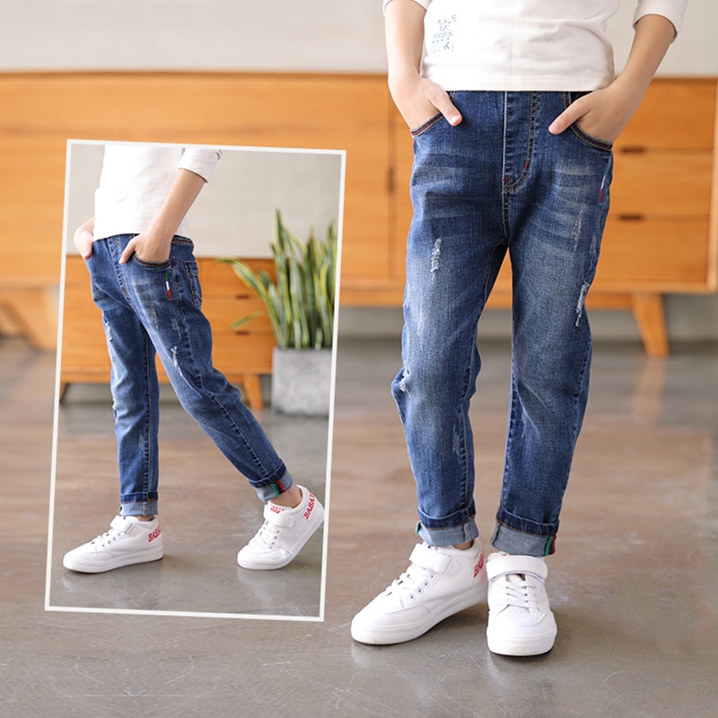 IENENS Bambini Dei Ragazzi Dei Jeans Classici Pantaloni Denim Abbigliamento Per Bambini del Ragazzo di Modo casual Bowboy Pantaloni Lunghi 5-13Y