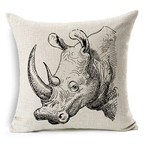 Coussins décoratifs de canapé cerf/Animal | , coussins de canapé sans noyau, Rhino en coton/Animal, décoration de la maison: Marron