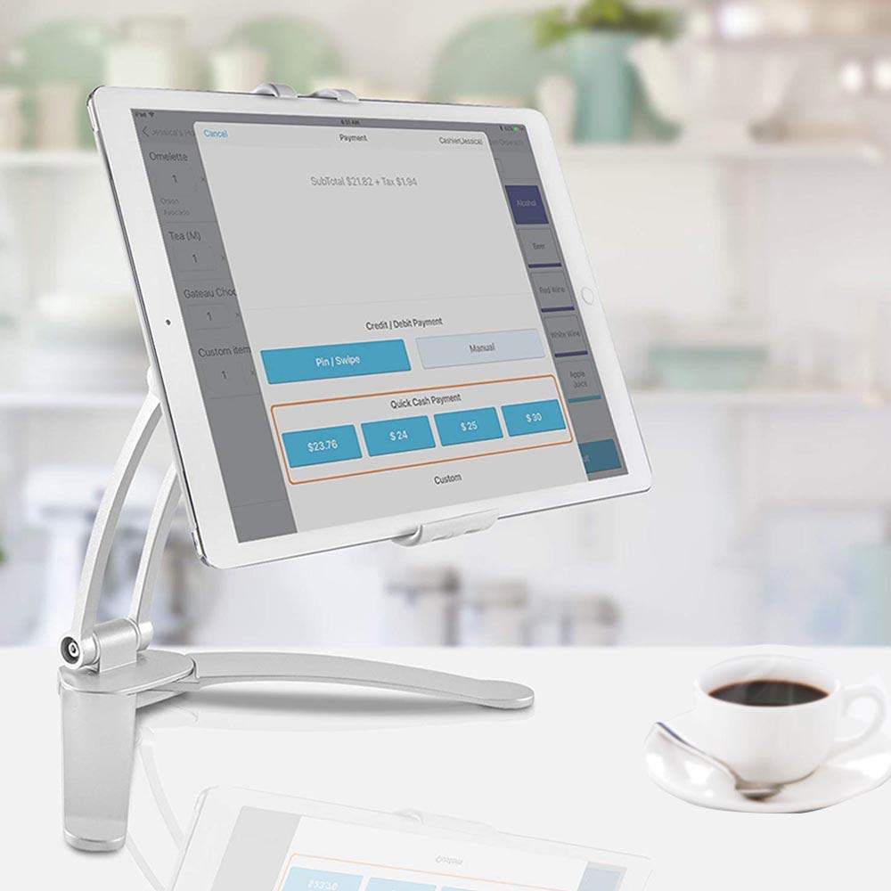 2 in 1 Keuken Tablet Stand IPad Wall Mount Onder Kast Houder Office Desktop Mount Recept Houder Stand voor 4.3 tot 10.5 inch