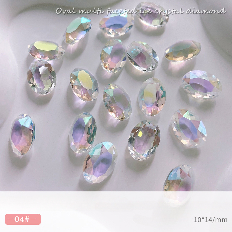 10 Uds. De joyería de cristal ovalada grande para uñas, abalorio inferior puntiagudo, decoraciones de diamantes, adornos de manicura de alta transparencia de lujo: Negro