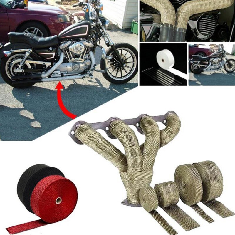 Exhaust Heat Wrap Shield Protector Tan Fireproof Insulating Tape Cloth Roller Kit For Car Motorcycle