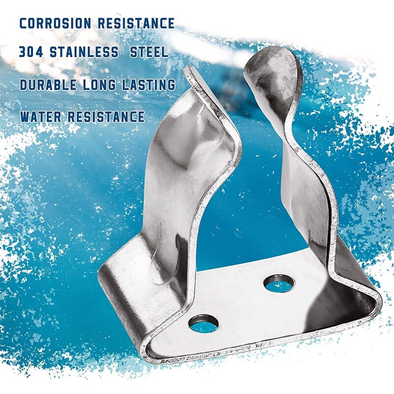 4 Pieces Of Stainless Steel Boat Hook Small Spring Clamp Holder Boat Oar Holders Marine Spring Clip Silver Bracket Clip