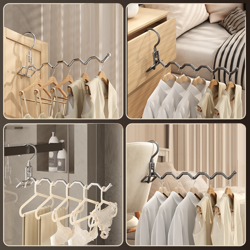Portable Clothes Drying Rack Foldable Clothes Hanger Travel Hotel Wardrobe Drawer Door Mounted Punch-free Cloth Drying Rack