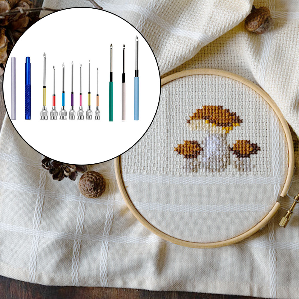 Punch Needle Embroidery Kits Wooden Yarn Punch Needles Threader Crochet Knitting DIY Craft Poking Cross Stitch Applique