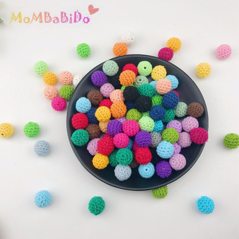 16-20mm Baby Ronde Houten Kralen Gehaakte Kleur Mix Bal 50 Stks Hout Bijtring Decoratie Rammelaar Toy accessoires Beste