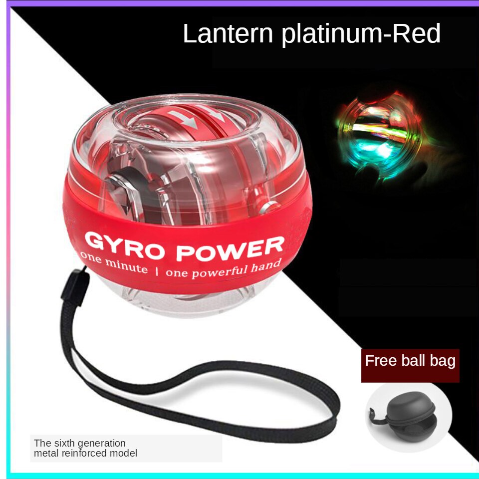 Self-starting Powerball Wrist Power Hand Ball Muscle Relax Spinning Wrist Trainer Exercise Equipment Strengthener with LED Light: pink(Lantern)(bag)