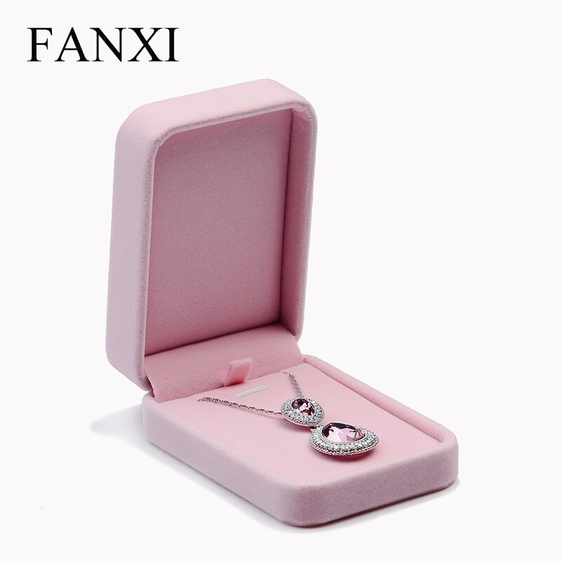 Velvet Jewelry Box - Pink - 19x19x4cm - Ring, Necklace, Earring, Bracelet Display - Oirlv: H00803