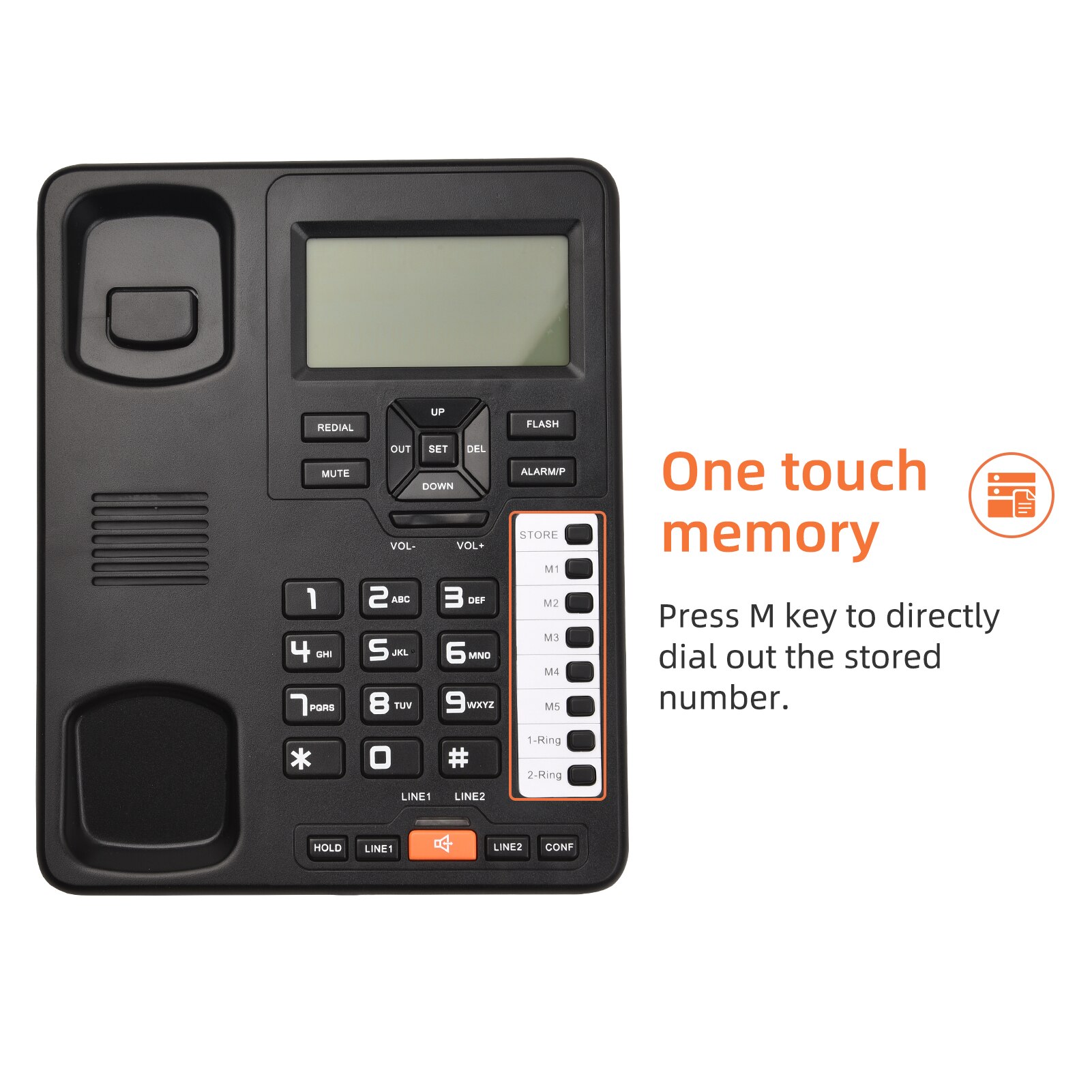 OR6400 2-Line Desktop Corded Telephone with Answering System Caller ID/Call Waiting Backlight LCD and Handset/Base for Office