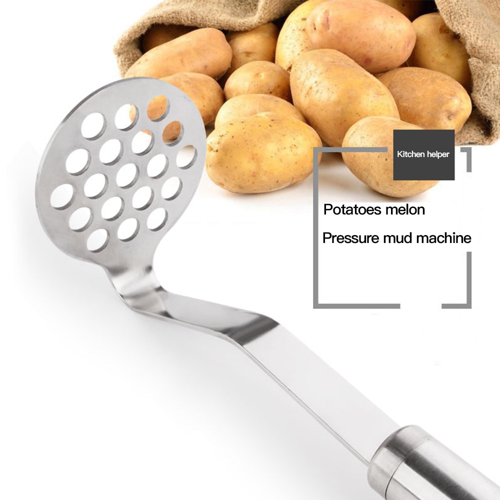 Practical Stainless Steel Tube Handle Potato Masher Mashed Vegetable Device Pressure Mud Tool Kitchen Accessories