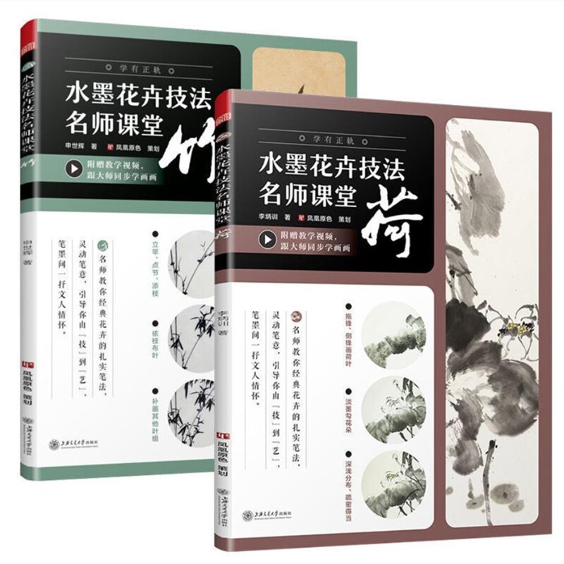 Flower Plant Ink Painting Technique Tutorial Book Basic Traditional Chinese Painting Plum Orchid Bamboo Lotus Peony Picture Book: A13