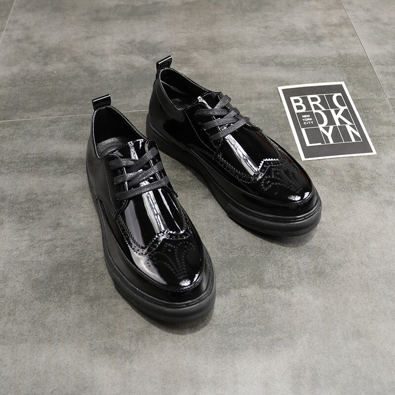Män casual affärer bröllop formella klänningar mjukt läder brogue skor plattform oxfords sko bullock sneakers chaussure homme man