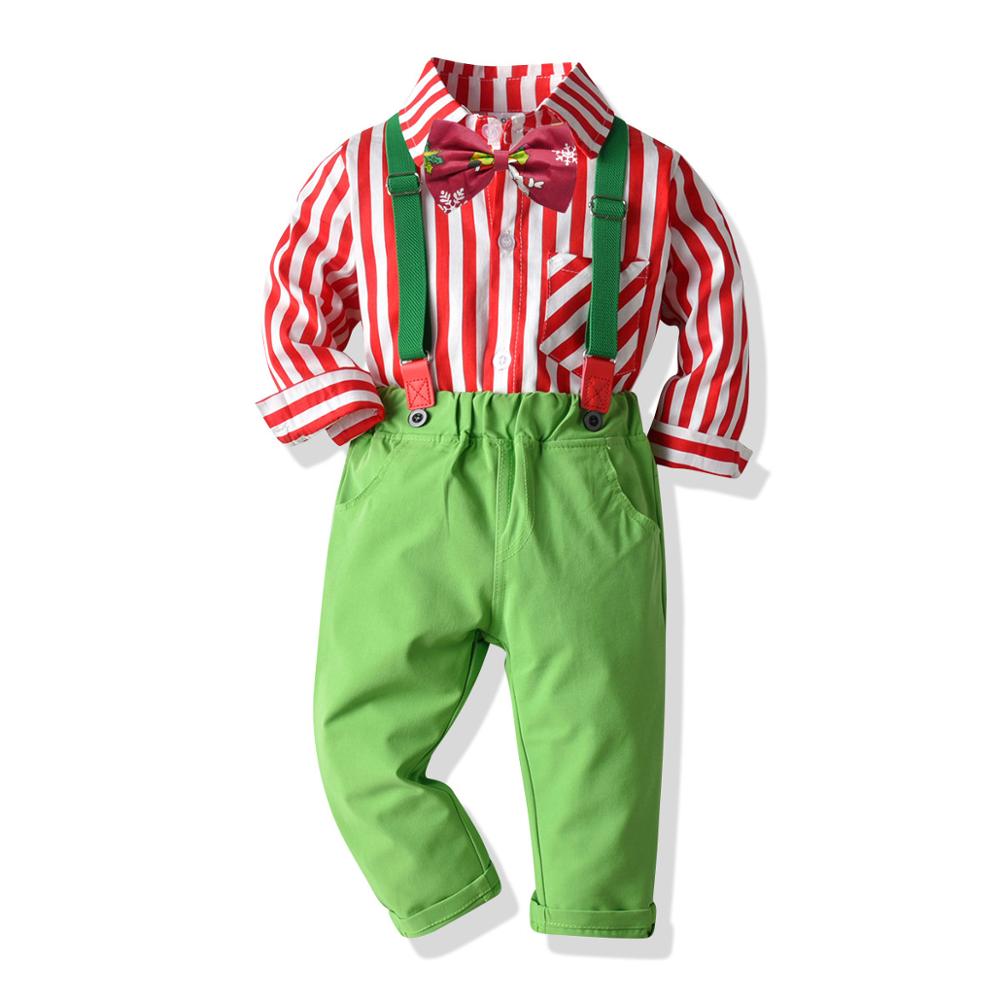 Festiwal chłopcy oficjalne garnitury dziecięce ślubne zestawy imprezowe dżentelmen koszule w paski + spodnie na szelkach stroje ubranie dla dzieci: 6 t