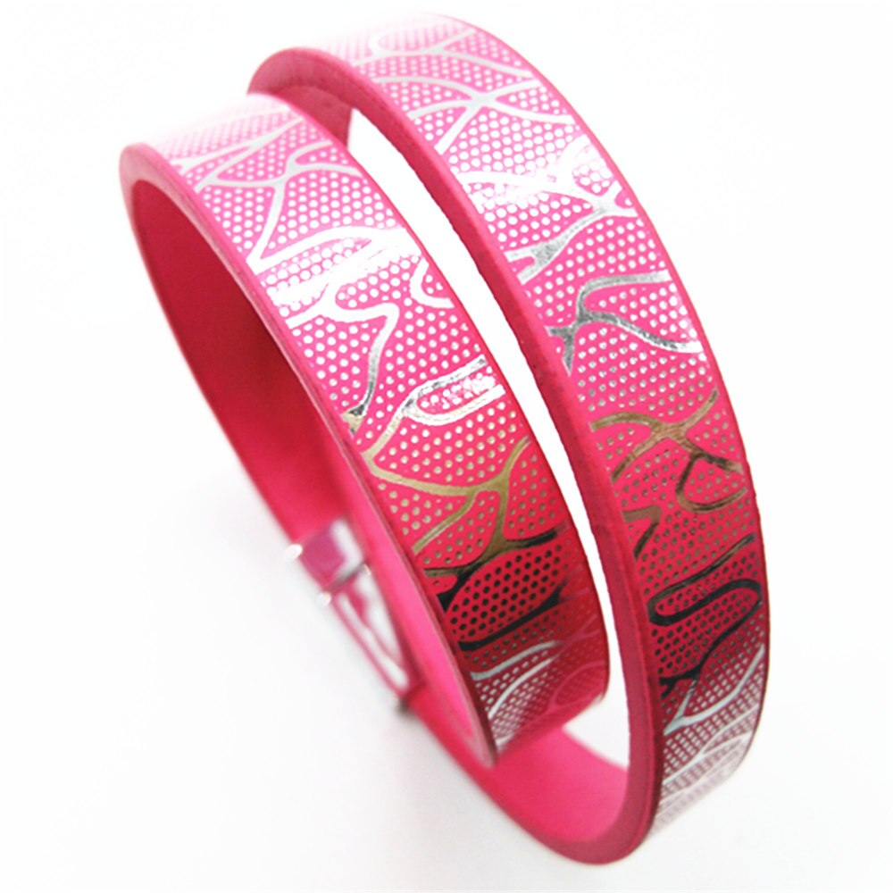 Roze Multilayer Blauw Meisje Trendy Neon Manchet Bangle Leer Vrouwen Armbanden Vrouwelijke Sieraden Party: fuxia