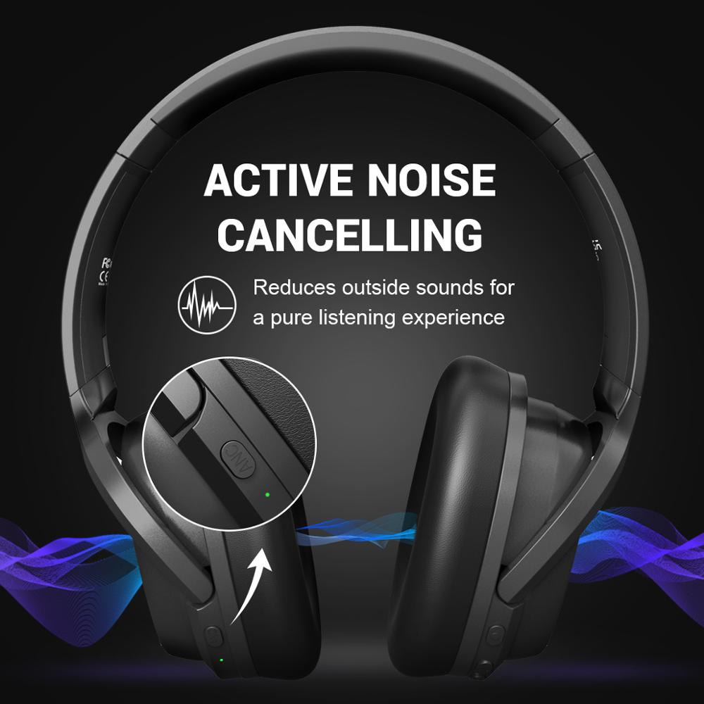 EKSA E5 Bluetooth 5.0 Headphones Active Noise Cancelling headphone 920mAH Wireless Headset With Mic For Phones Foldable Over-Ear