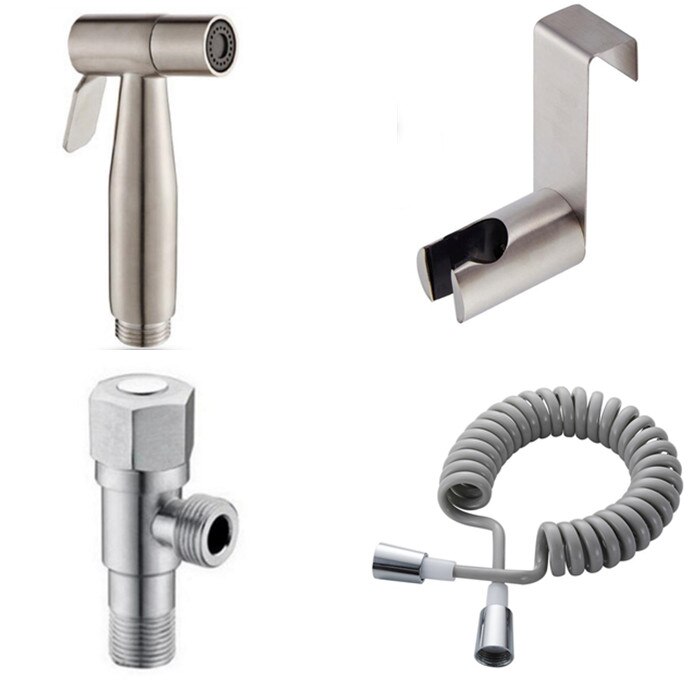 Manguera de ducha 3M PU, grifo para bidé de baño, Kit de inodoro de acero inoxidable, juego de pulverizador cepillado para el bidé, montaje en el tanque o en la pared BD321: B