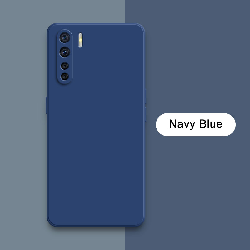 Officiellt fyrkantigt flytande silikonskal till oppo  a91 f15 reno 3 reno 3 kameraskyddande mjukt stötsäkert telefonskydd oppoa 91- hölje: Nylon- / Mörkgrå