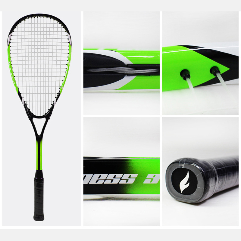 Indendørs squash racket racquet aluminiumslegering til squash sport træning nybegynder med bærepose: Grøn