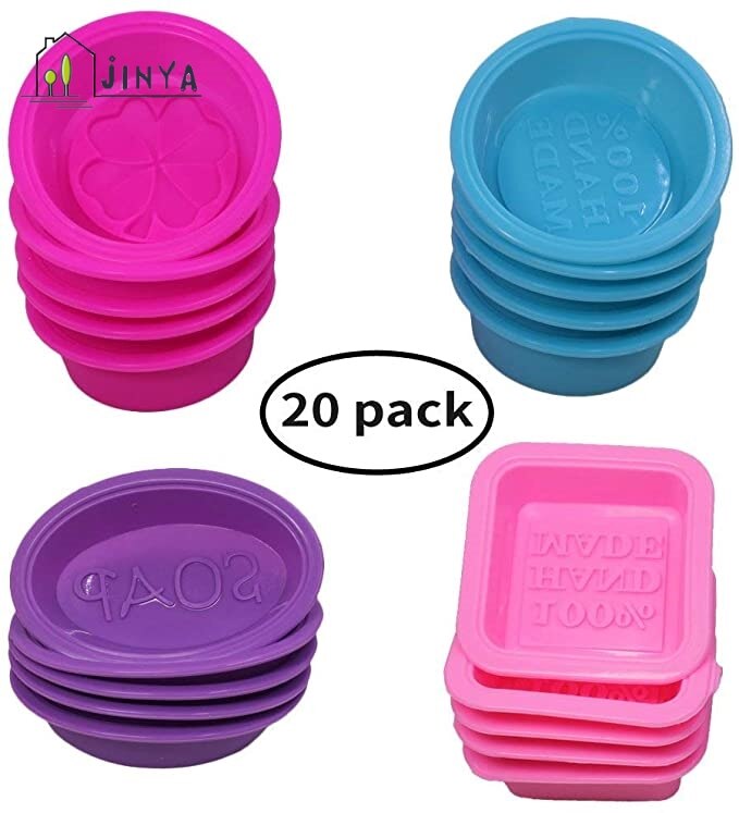 20 Stuks Siliconen Zeep Mallen Vierkante Ronde Ovale Zachte Cupcake Muffin Bakvorm Voor Diy Zelfgemaakte Ambachten, food Grade