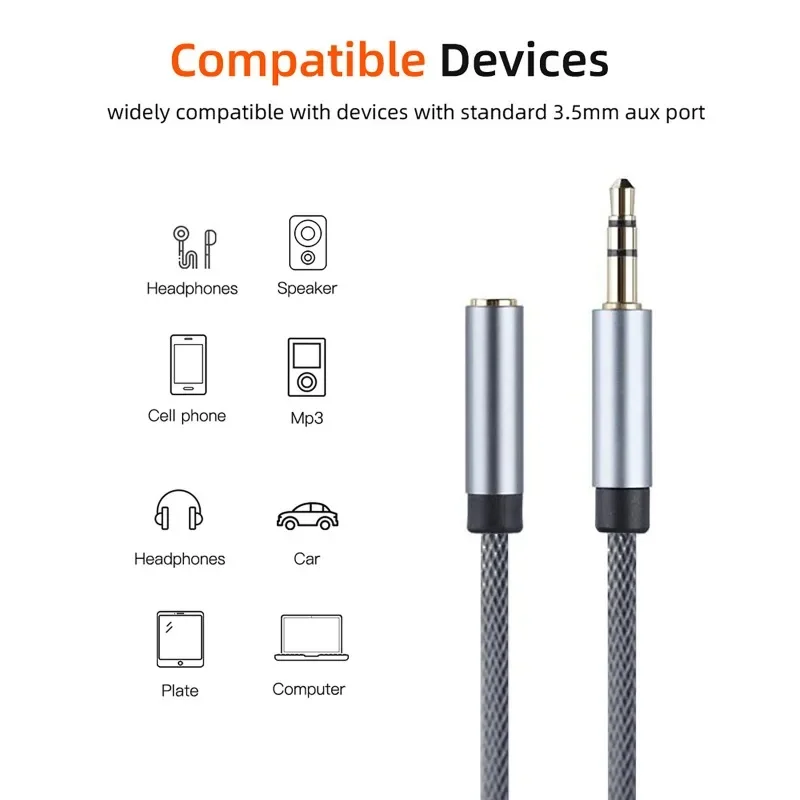 3.5mm Jack Male To Female Spring Aux Headphone Stereo Audio Extension Spring Coiled Spiral Stereo Audio Cable