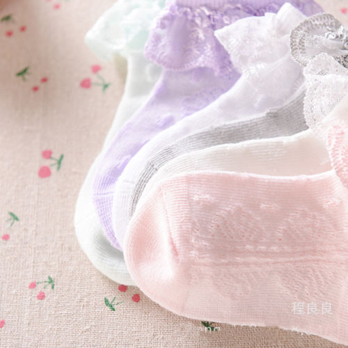 Zomer Peuter Baby Meisjes Katoenen Kant Ruffle Stroken Enkelsokken Prinses Anti Slip Tutu Sokken