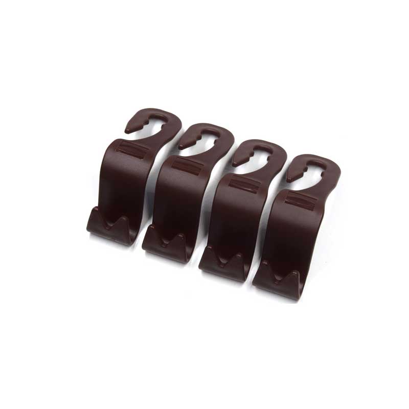 4 Uds. De ganchos para el asiento trasero del coche, soporte para bolsa, tela para bolso, tienda, perchas flexibles para automóviles, fija en el reposacabezas, accesorios de estilo de coche: brown