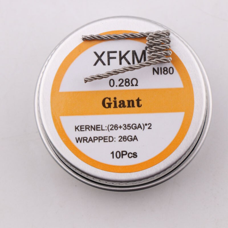 NUOVO XFKM Ni80 Sfalsati Fuso Clapton Prebuilt Colis Nichelcromo 80 Ad Alta Densità Premade Bobina RDA RTA RBA Atomizzatore Bobine di Riscaldamento: giant-n80-10