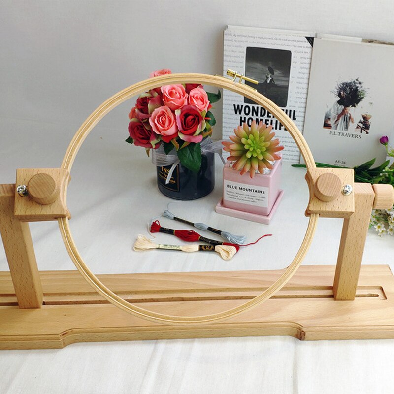 DIY embroidery desktop embroidery frame hand tools French practical round rectangular embroidery frame flip solid wood embroider
