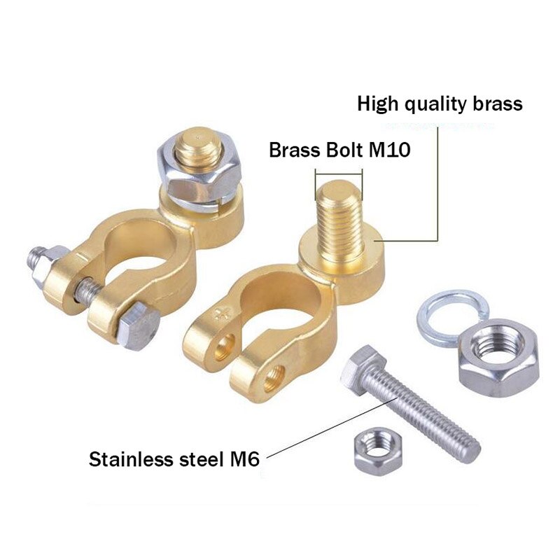 Universele Messing Batterij Terminal Post Positieve Negatieve Voor Auto Voertuig Marine Boot