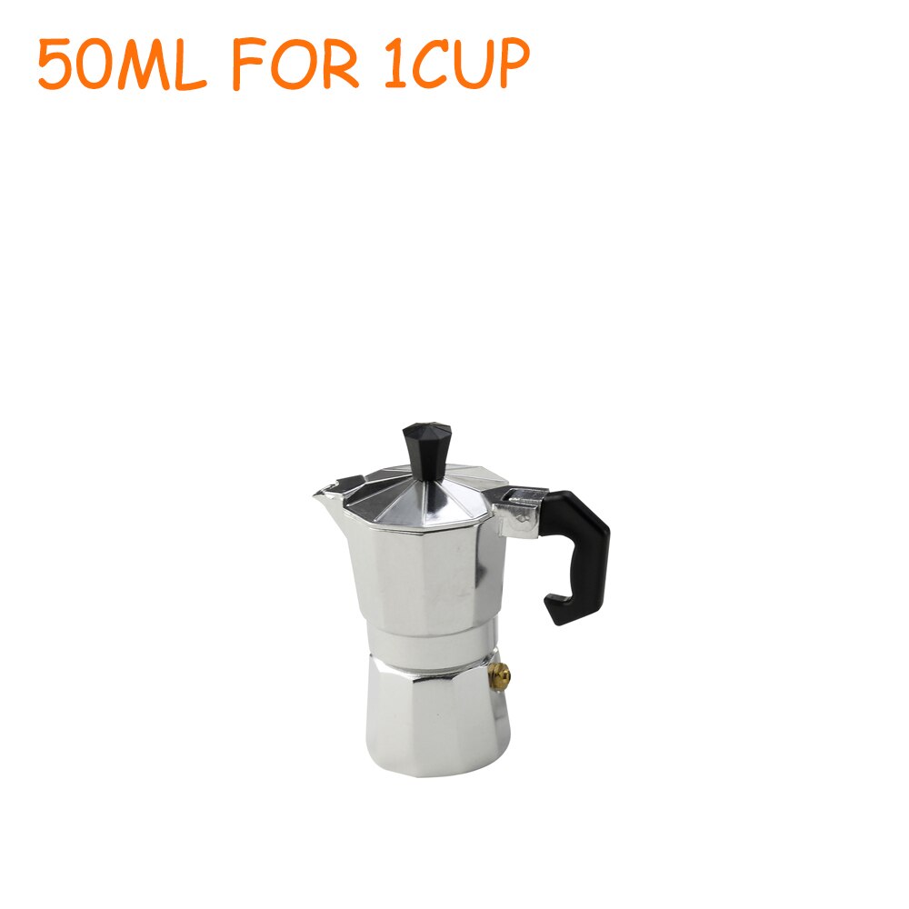Aluminum Mocha Coffee Pot Stovetop Coffee Maker Coffee Maker Aluminum Mocha Espresso Percolator Pot Coffee Maker: 50ML FOR 1CUP