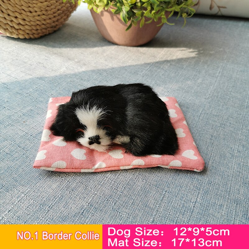 Belle Simulation chien dormant avec son Husky dalmatiens frontière Collie Samoyed Golden Retriever voiture décoration animaux jouets: NO.1 Border Collie